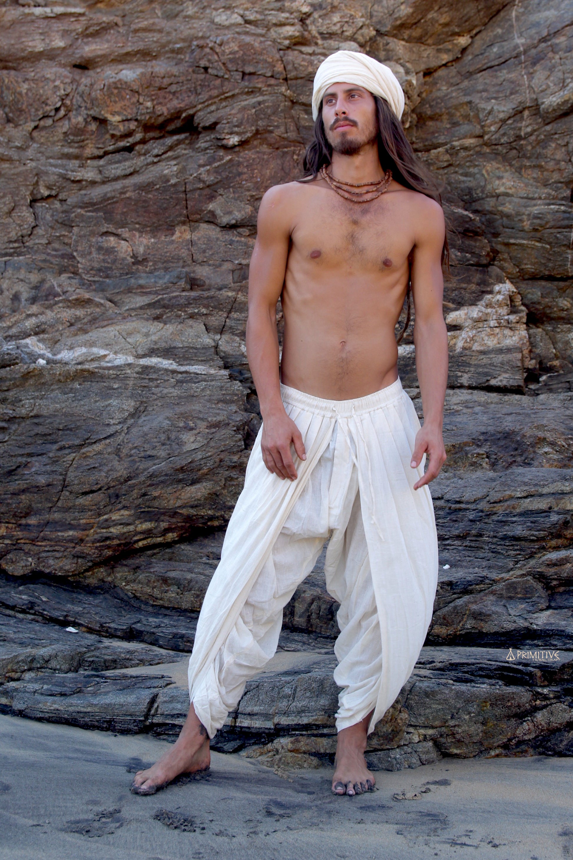 Wrap Over Harem Pants (Yellow Natural Dyed Cotton) - Purushu Arie